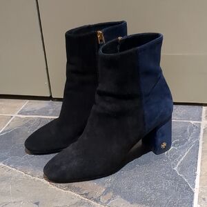 Tory Burch Black and Navy Heeled Boots